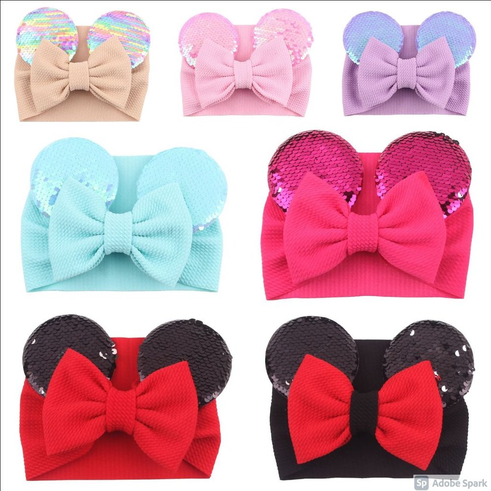 Adorable Sequin Mouse Ears Baby Turban‎ NWOT